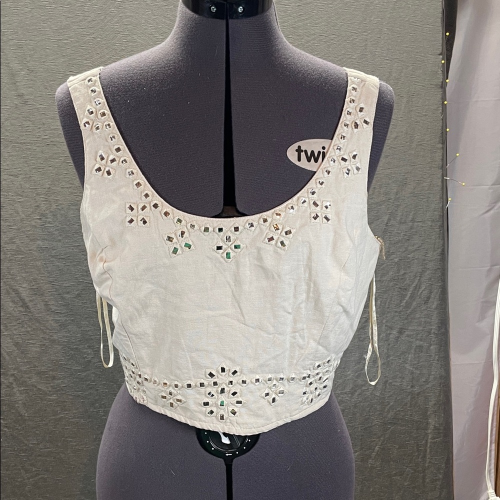Midnight‎ Sky elegant Cream Eyelet Women's Tank Top